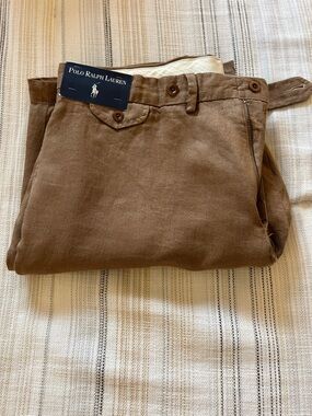 Polo by Ralph Lauren Brown Linen-Blend Men’s Flat Front Shorts